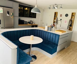 Bespoke Modern Kitchen curved island seating
