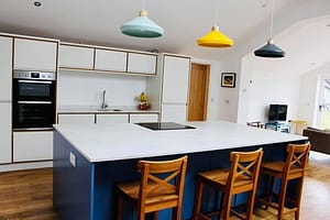 Scandi kitchen - Oak framed Pendant kitchen lighting